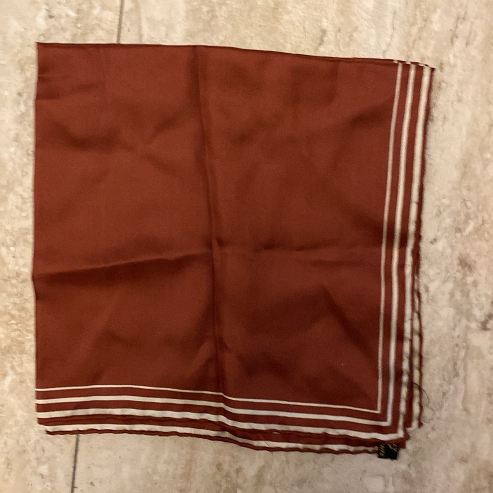 Yves Saint Laurent EUC Russet color 100% silk square scarf - Picture 3 of 9